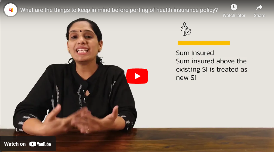 What are the things to keep in mind before porting of health insurance policy